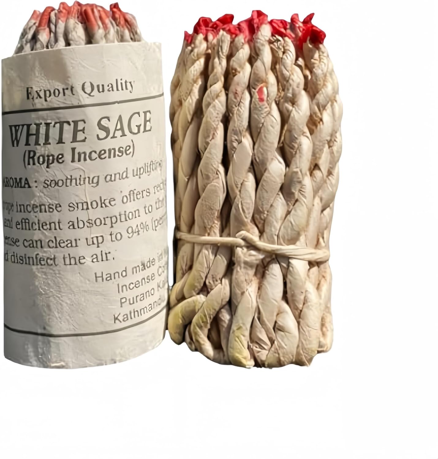 Fay Bless Handmade Rope Incense from Nepal 2 Bundles (White Sage)