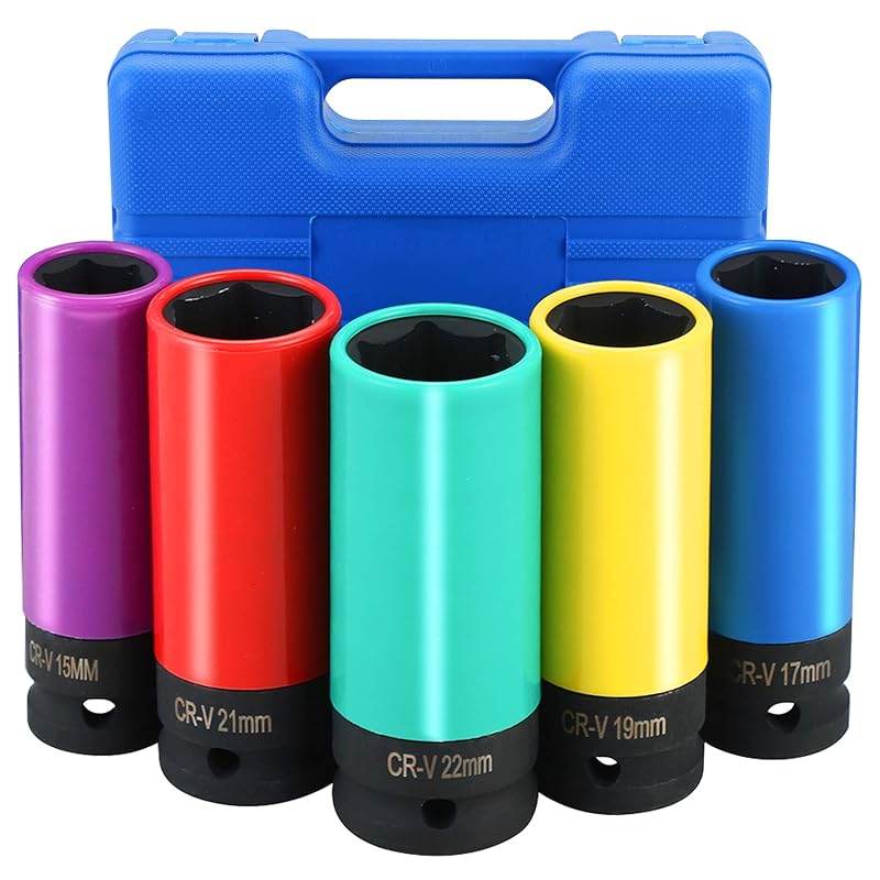 Jogo de Soquetes de Impacto para Porcas de Roda NYXOVA com Encaixe de 12,7 mm (1/2 pol.), 5 Peças