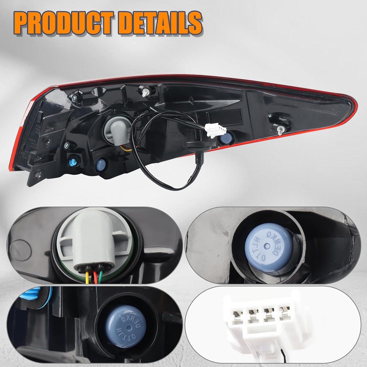 LED Left Side Outer Tail Light W/o Blind Spot Assembly Compatible With 2018-2021 Infiniti Q50 rear Tail Lamp Without Side Light Left Driver Side 26555-6HH1B