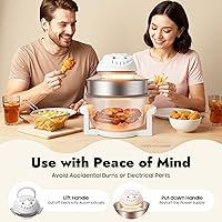 Vista 3 de Freidora de aire de vidrio grande de 18 cuartos – Cocina de circulación halógena y de aire caliente visible en 360°, 1200–1400 W, control preciso