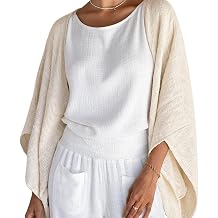 Womens Classic Cotton Linen Lightweight Shrug Kimono Sleeve Knit Tops Loose Open Front Cover Ups Cardigan
