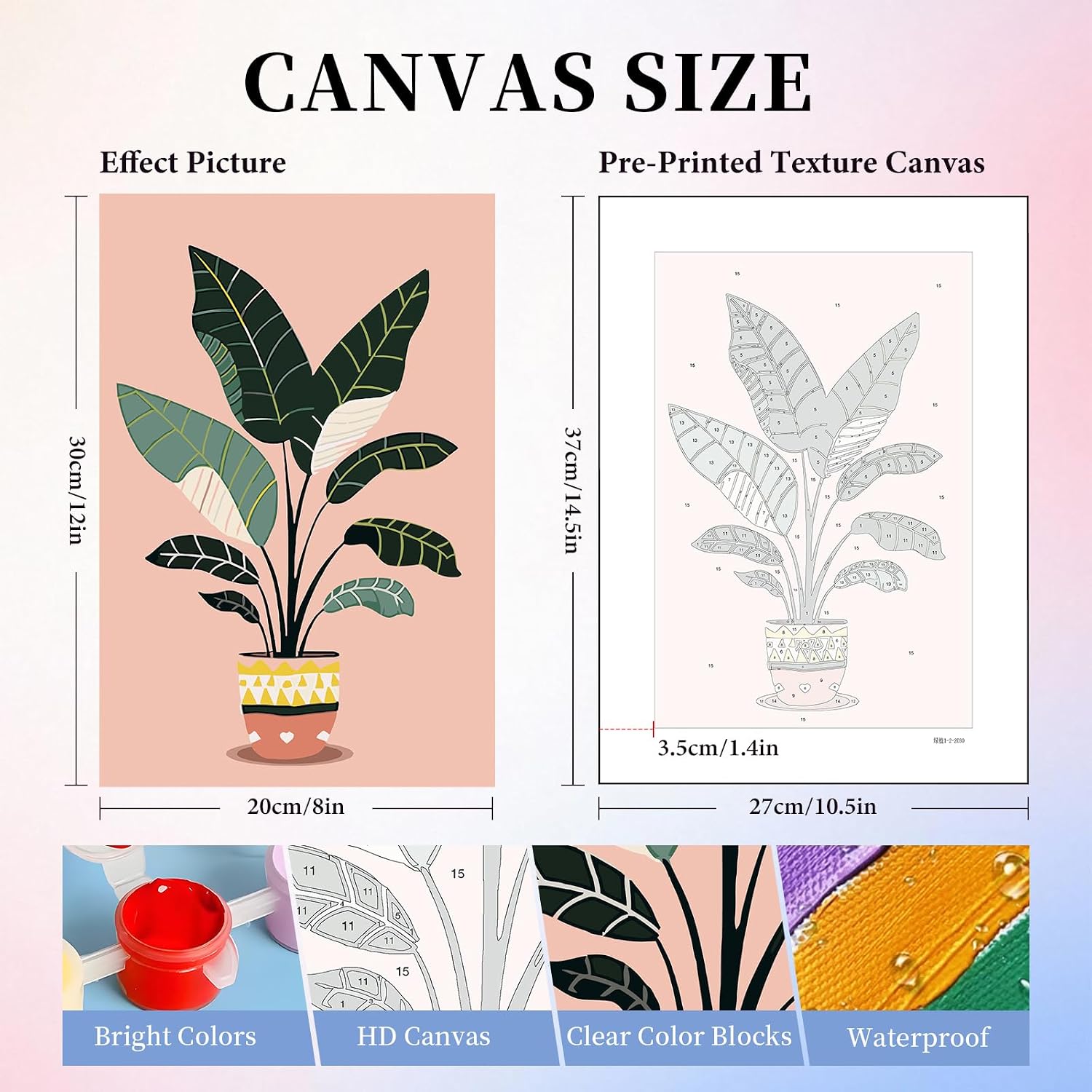 6 Pack Paint by Numbers Kit for Adults, Green Plants Canvas Painting Set image 3