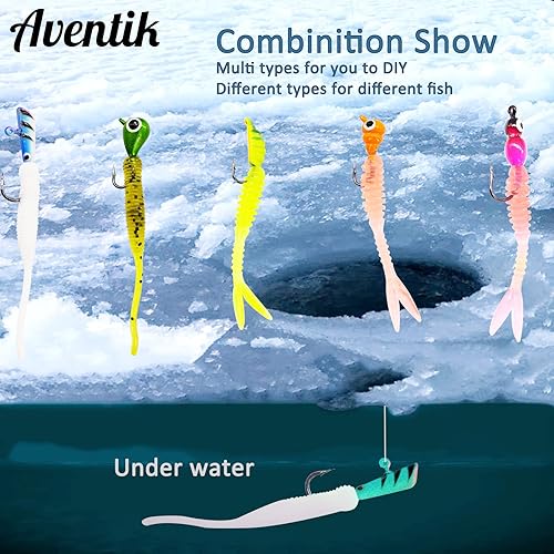 Miniatura 4 de Aventik Combo de Caña y Carrete de Pesca en Hielo Ultraligero 26/28/30/32 pulgadas Medio Ligero Acción Rápida Combos de Pesca en Hielo Multiespecie