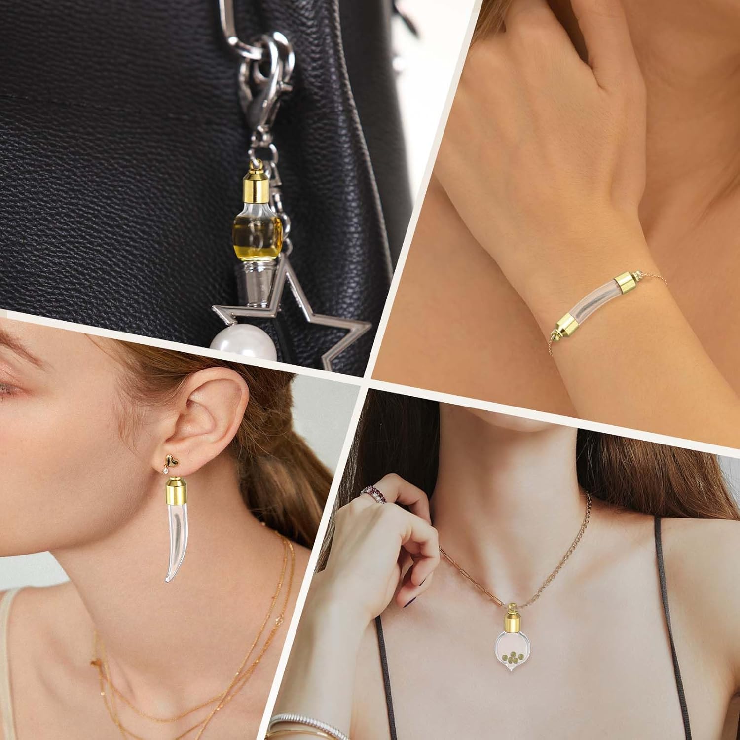 HARFINGTON Glass Vial Pendant Necklace, Perfume Bottle Necklaces Urn Container Memorial Jewelry with Screw Cap for Liquid Sand Ashes DIY Charm Souvenirs - Image 7