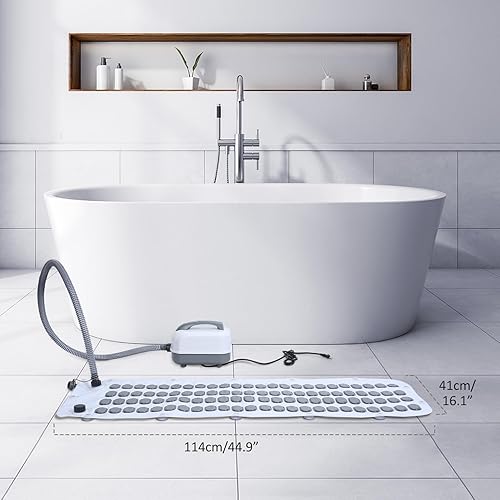 Miniatura 6 de Alfombrilla masajeadora de baño de burbujas para bañera, alfombrilla de masaje de cuerpo completo con control remoto, bomba de aire eléctrica y