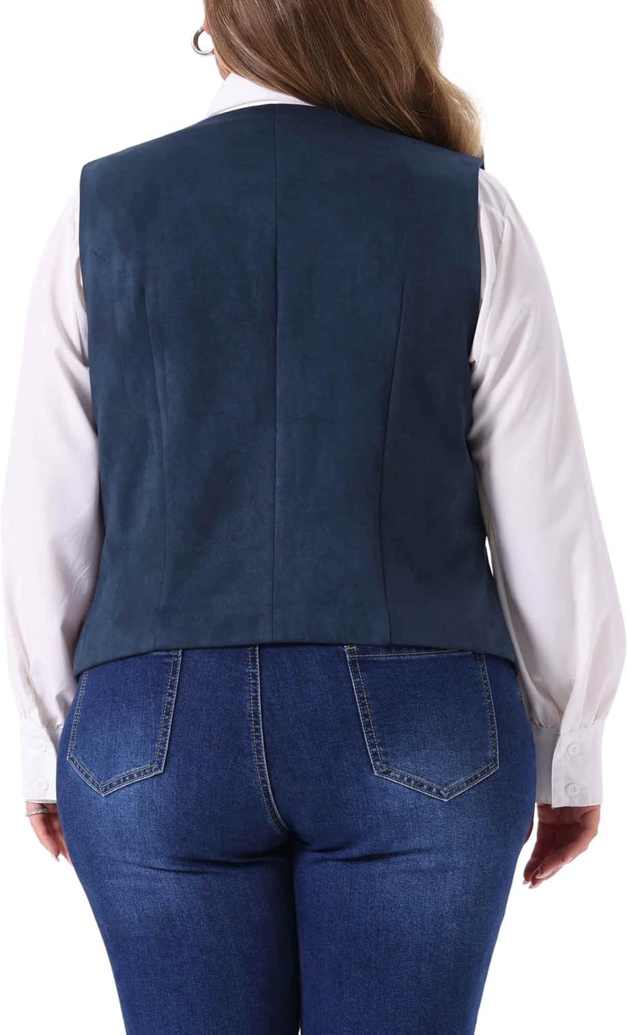 Agnes Orinda Plus Size Vests for Women Fully Lined 4 Button V-Neck Business Dressy Tuxedo Suit Vest Waistcoat