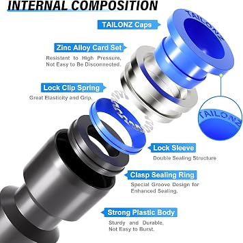 TAILONZ 1/2 Push to Connect Fitting Splitters+Elbows+Tees+Straight 8pcs