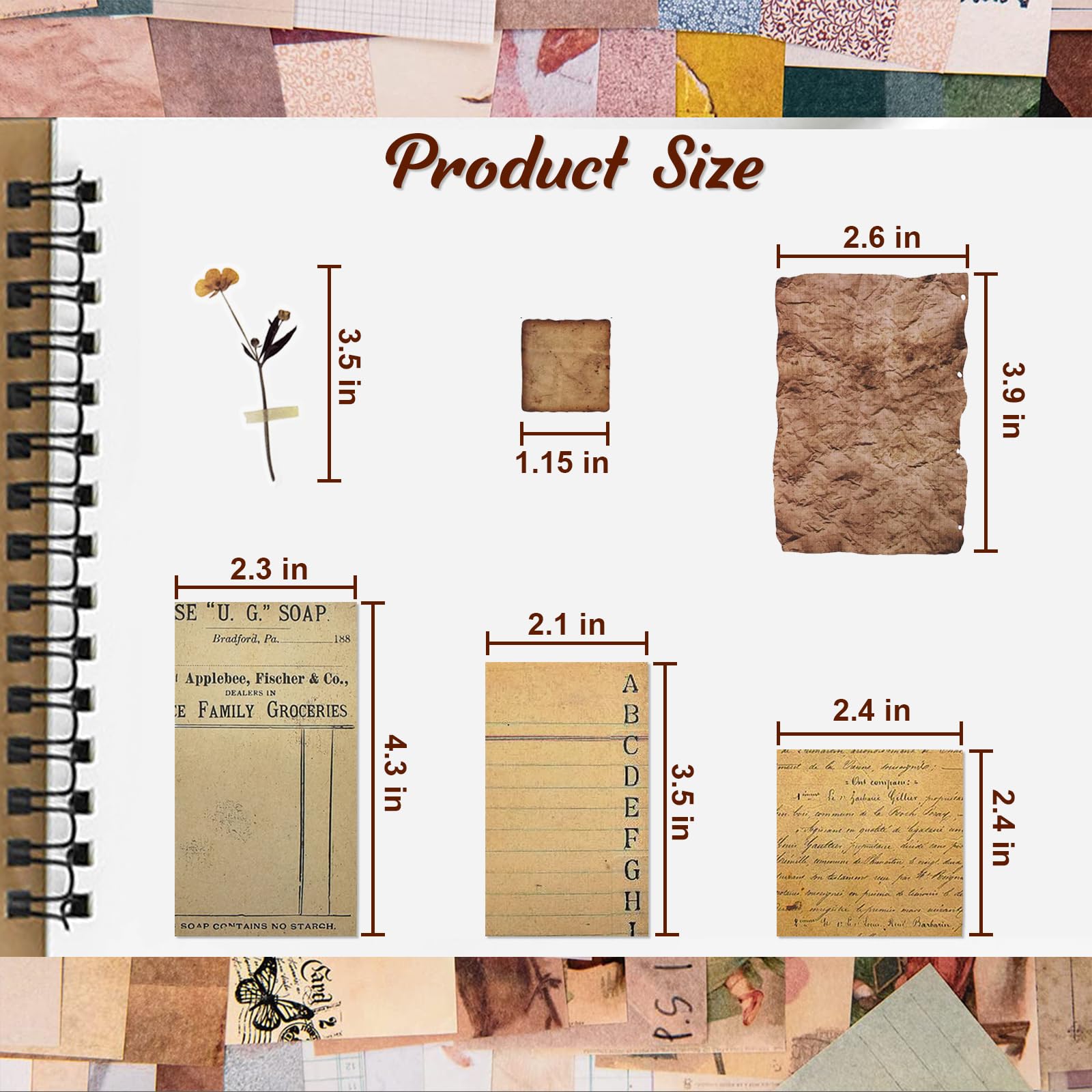 Vintage Scrapbook Paper Kit - 565 Pcs Flowers & Stickers -7