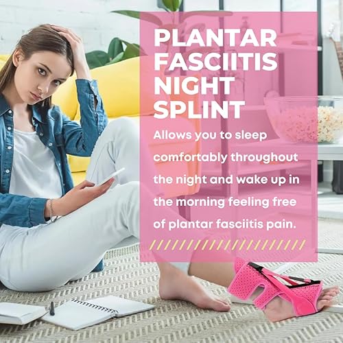 Miniatura 4 de Orapink Férula nocturna para fascitis plantar, tobillera para alivio de la fascitis plantar, tobillera ajustable y transpirable para tendinitis de