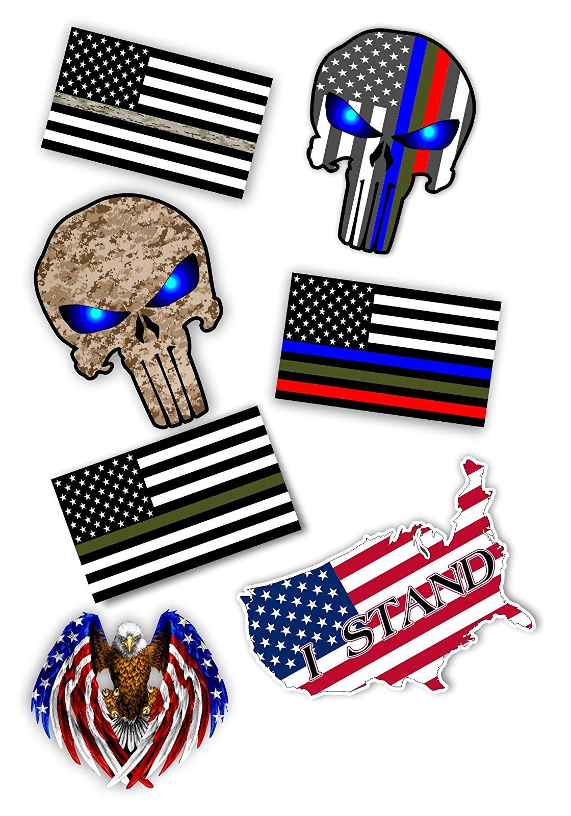 Military Mega Pack Thin Line USA Flag Decal American Flag Vinyl Bumper Sticker Decal 5"