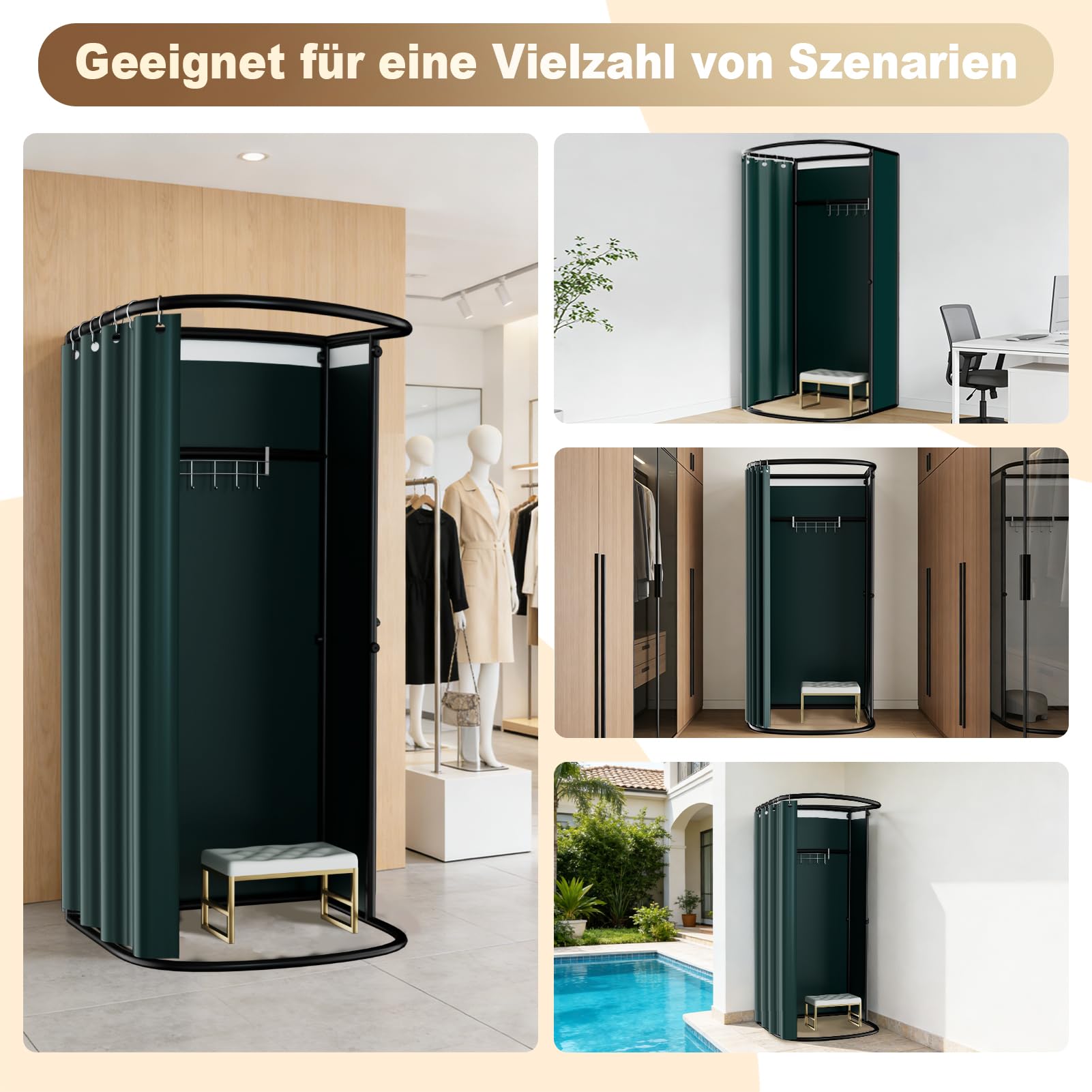 Umkleidekabine Freistehend, U-Form Bewegung Spur Umkleideraum, Bodenstehende Tragbarer Sichtschutz, Schattierung umkleide Öse Eisenhalterung, für Büro Einkaufszentrum