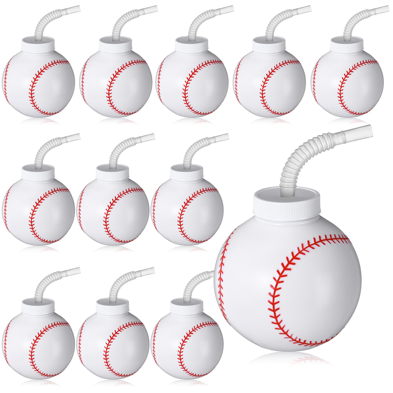 Photo 1 of Sumind 2 Pcs Sport Ball Cups with Straws and Lids, 17 oz Plastic Cups Bulk for Adults Birthday Theme Party Sport Party Favors Supplies(Baseball)