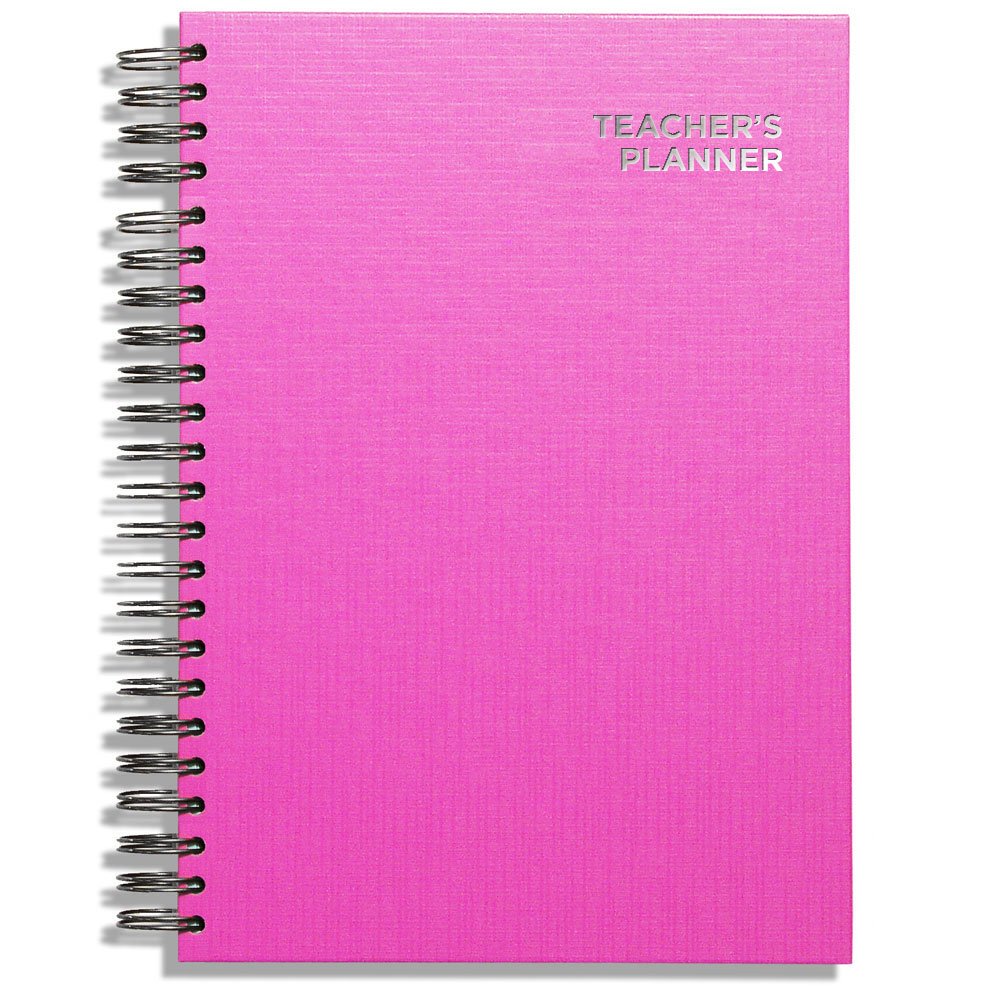 A4 Primary Teacher Planner 2026-2027 by Pirongs | 5 Period Planner | Page a Day | Undated, Hardback, Wiro-Bound Teachers Planner - 5 Lesson Day - Pink โ image 1