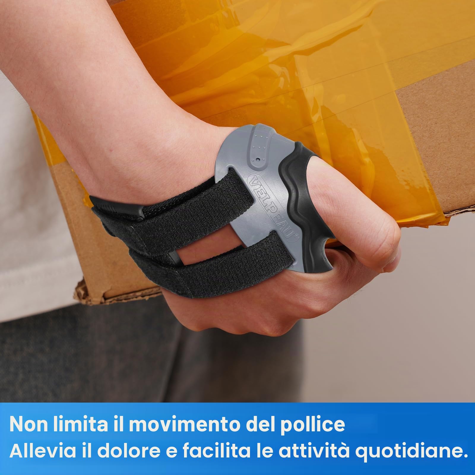 Velpeau CMC Tutore per pollice per artrosi, sollievo dal dolore articolare CMC, morbido e confortevole, stabilizza l'articolazione CMC senza limitare la funzione della mano (grigio-mano sinistra, S)