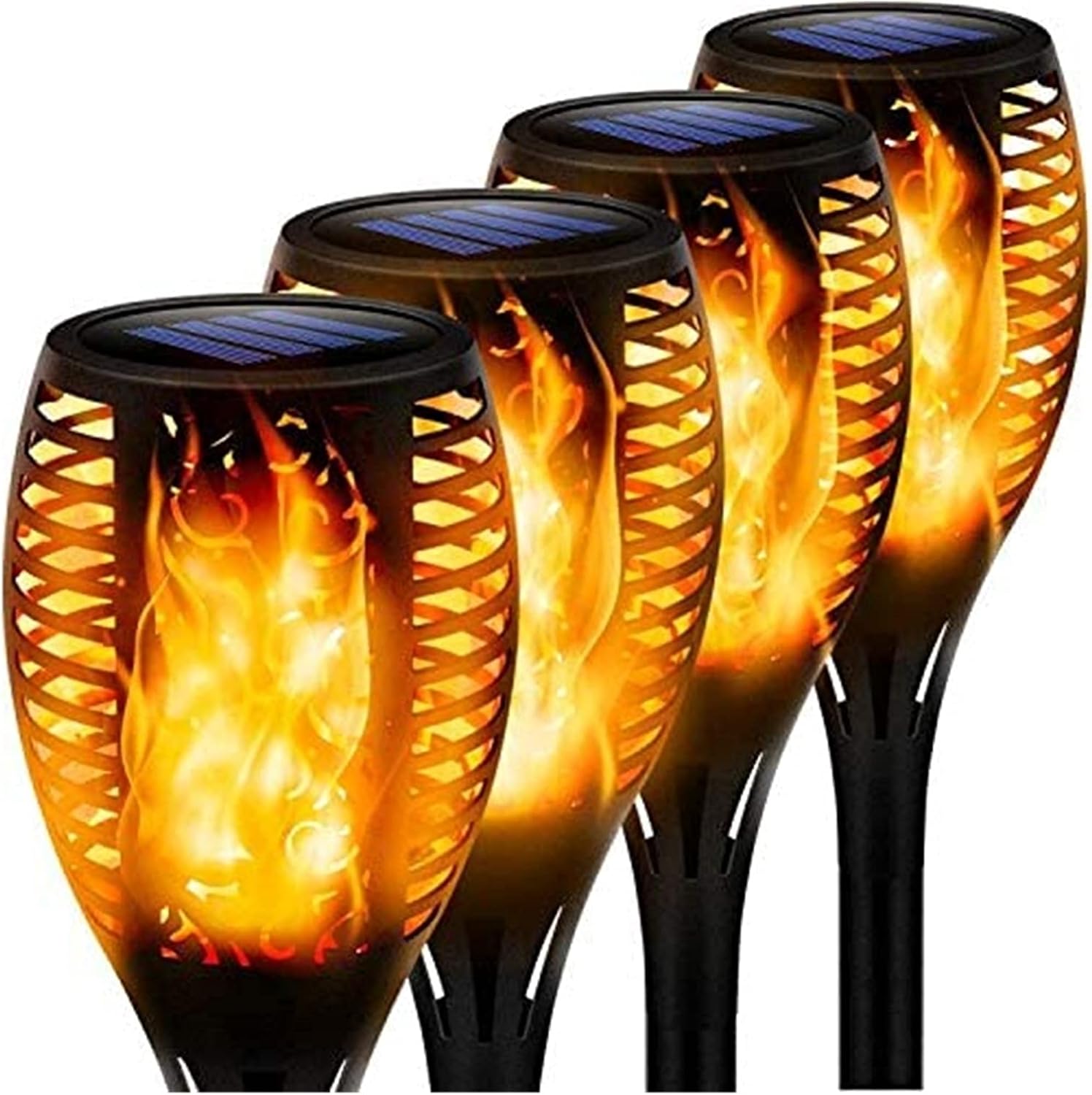 MDybf StillCool Solar Flickering Dancing Flame Lights Waterproof Security Lights Landscape Lighting Dusk to Dawn Auto On/Off for Garden Patio Deck Yard Driveway(51LED)