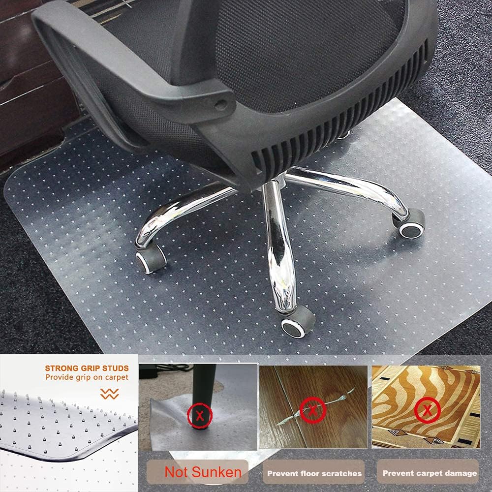 Office Chair Mat for Carpet, Chair Mats for Carpeted Floors 36"x 48" x 0.08" PVC Desk Chair Mat, Floor Mat for Office Chair Carpet with Nail for Home Chair Mat Office Mat