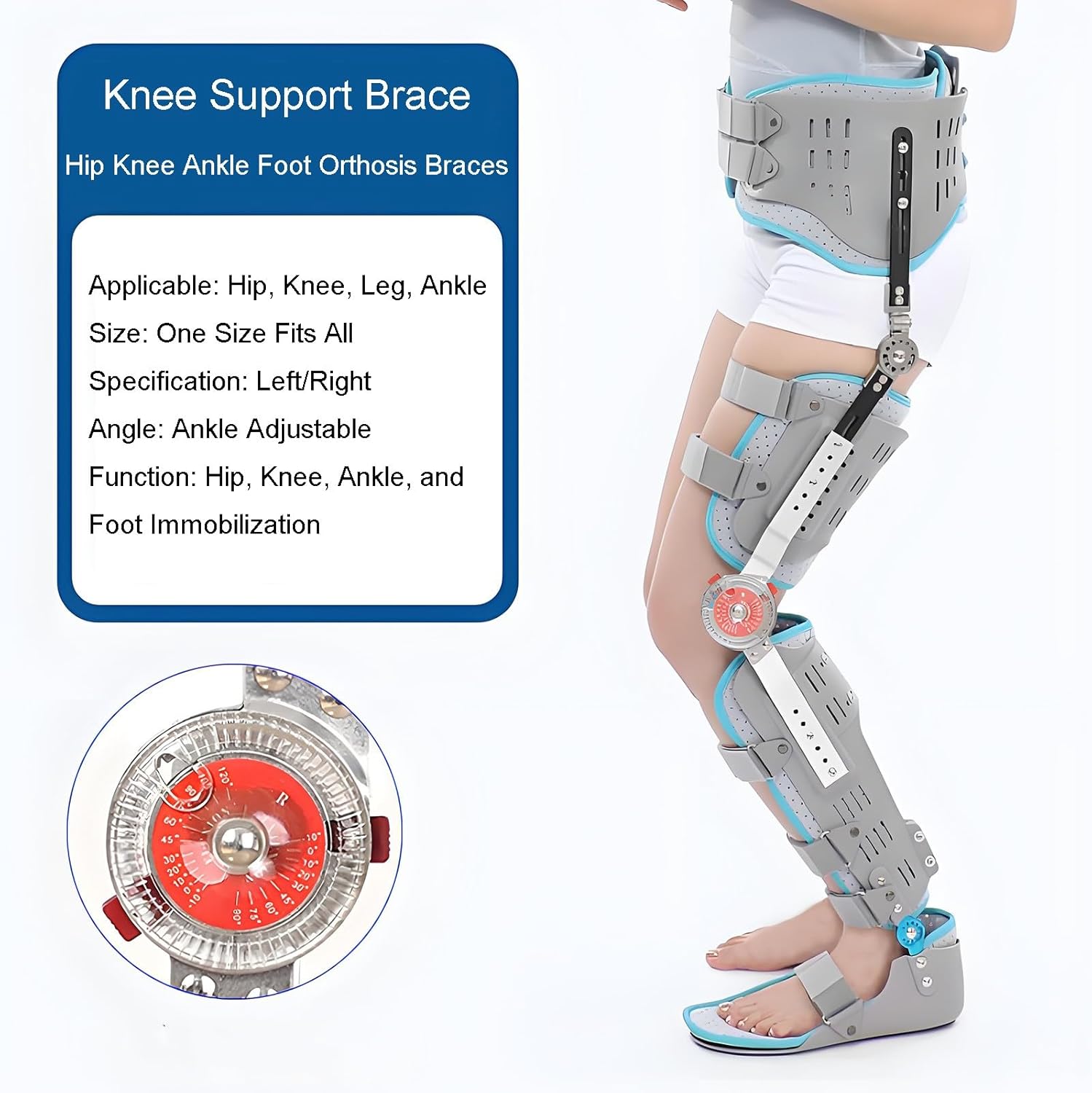 Full Leg Support Brace, Hip-Knee-Ankle-Foot Orthosis with Walking Boot,ROM Hinged Hip Stabiliser Support for Sciatic Nerve(Right)