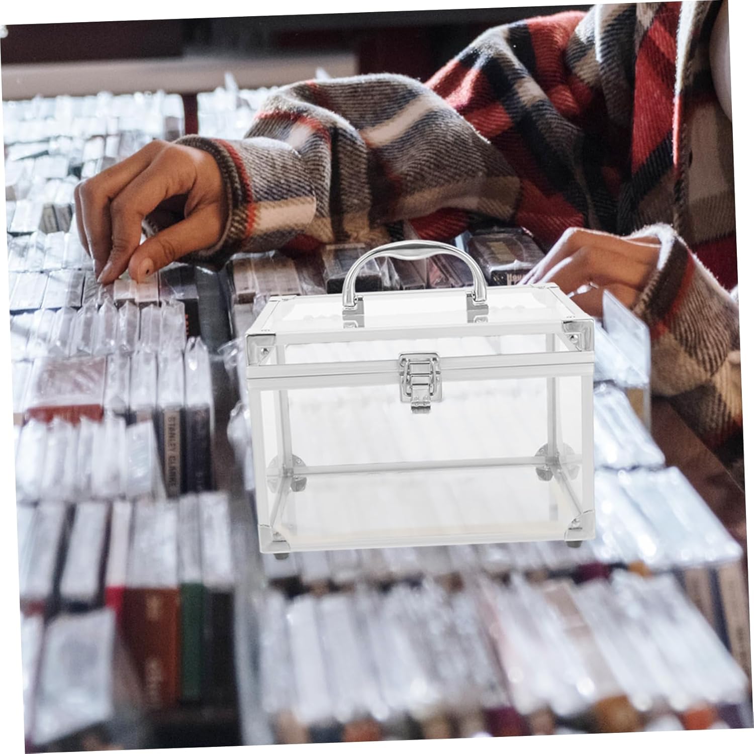 Cd Storage Box Large Capacity Organizer for DVDs and Stylish and Durable Container for Home and Travel Transparent Acrylic Design with Handle for Music and Movie Collections