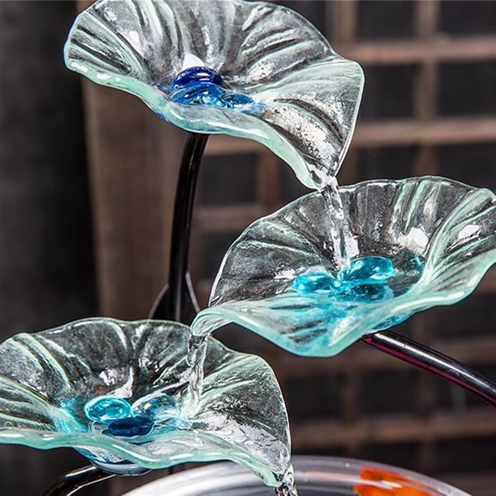 Jingzai202405 Indoor Floor Fountain Home Fish Tank, Living Room Circulation Water Decoration Fountain, Office Courtyard Decoration Water Fountain(Black)