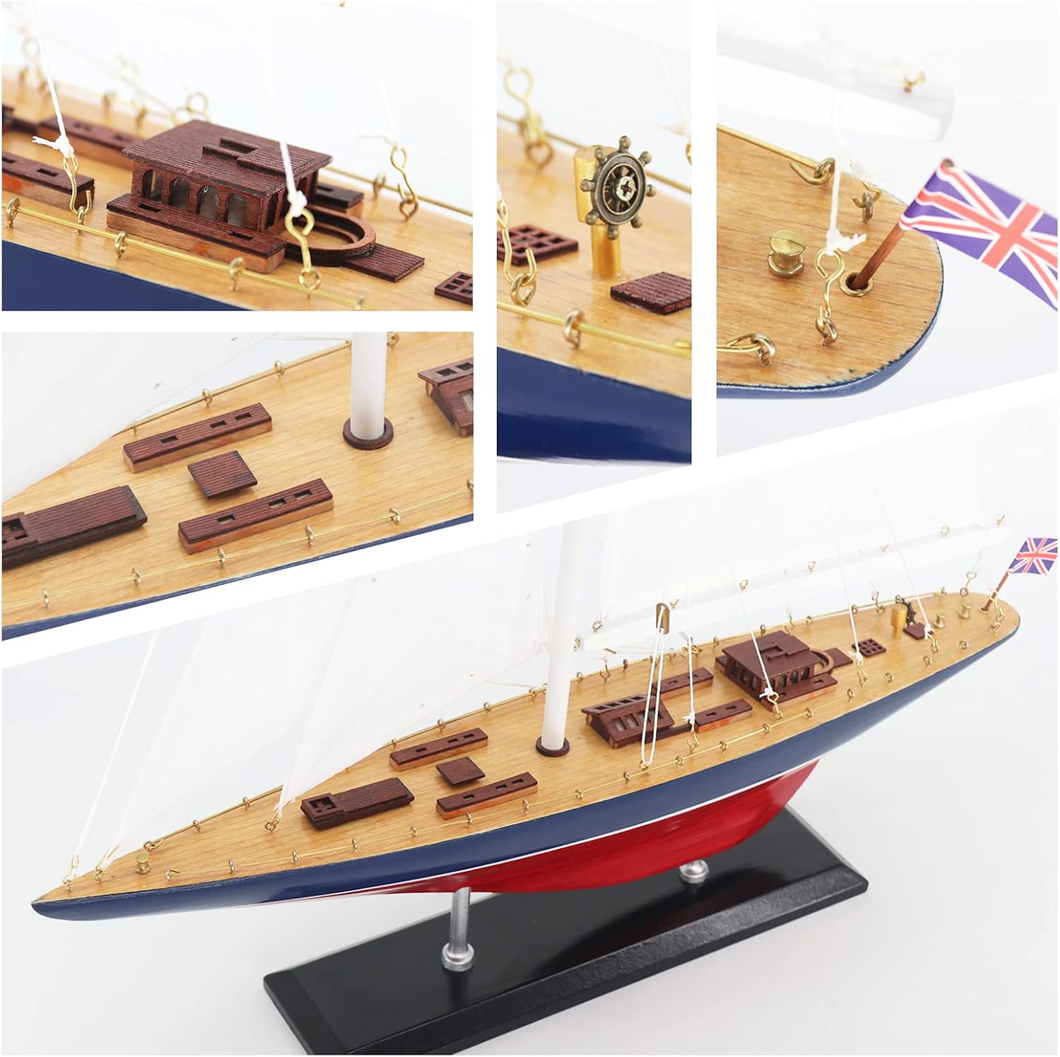 Wooden Sailboat Decor Ship Model 28" Endeavour America's Cup Scale Yacht Replica Nautical Home Accents
