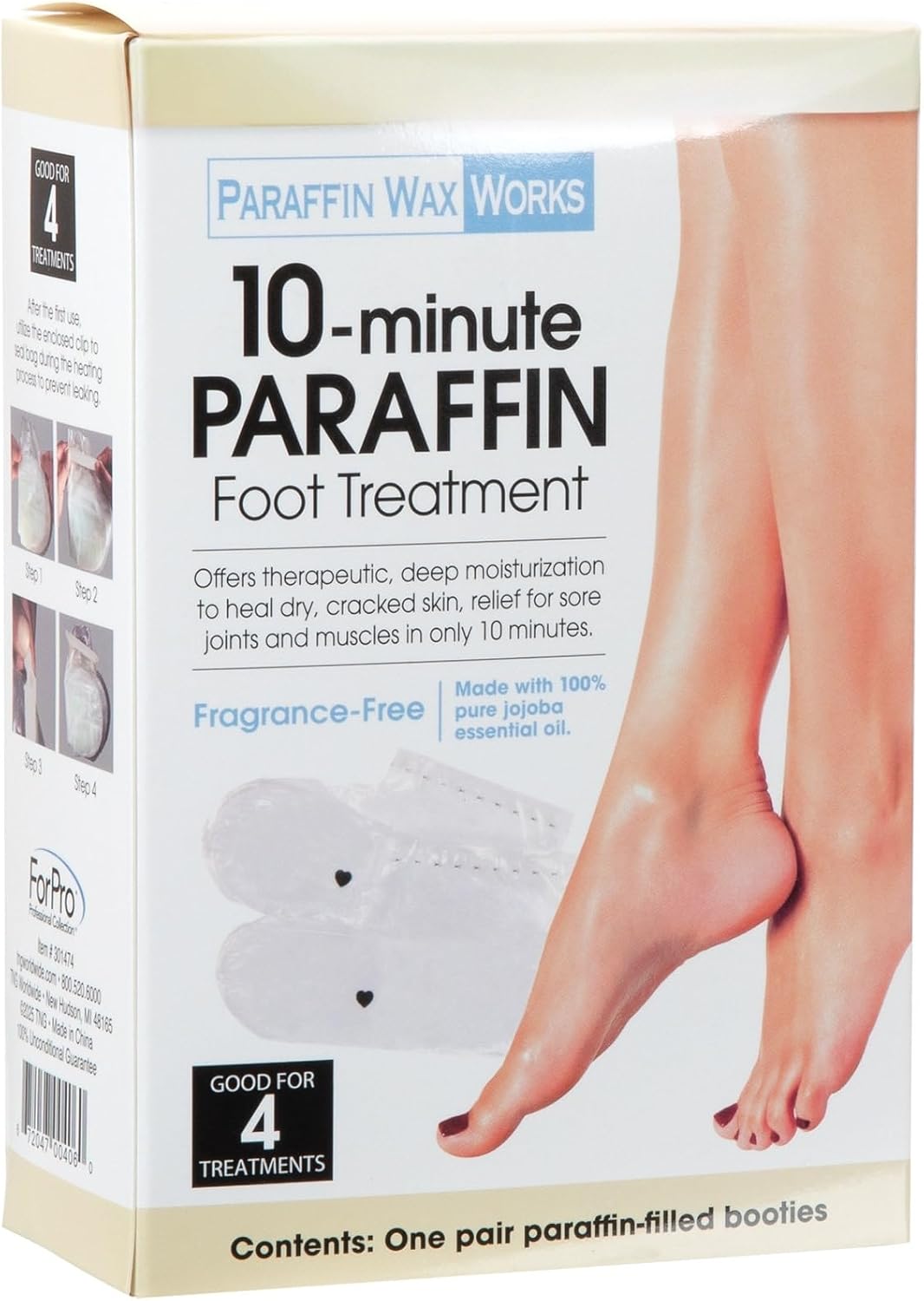 Paraffin Wax Works 10-Minute Paraffin Foot Treatment, Fragrance-Free, Spa and Home Treatment Booties, One-Pair