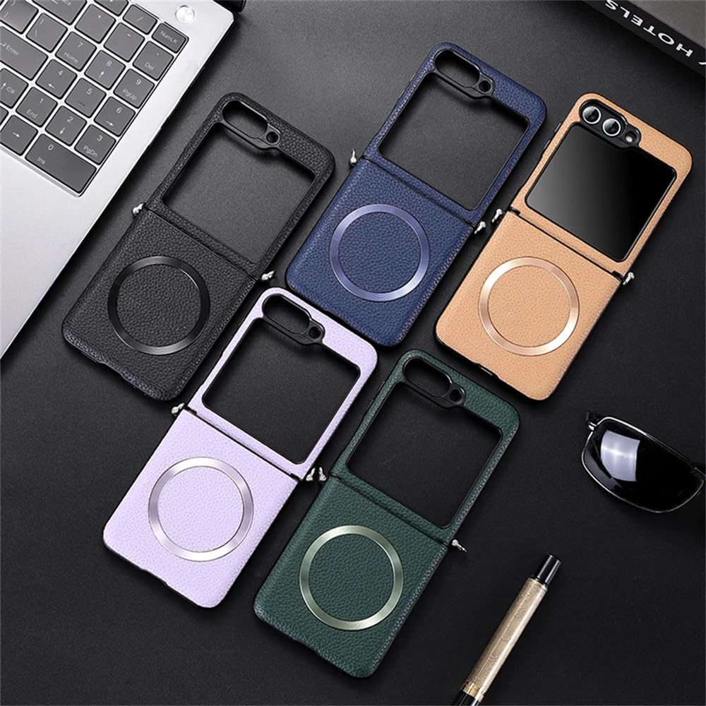 Etui z ładowaniem bezprzewodowym do Samsunga Galaxy Z Flip 7, Flip6, Flip5, Flip4, magnetyczne, khaki, do Galaxy Z Flip 7