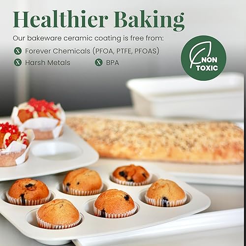 Miniatura 5 de Larder & Vine Juego de utensilios para hornear, sin PFASPFOSPTFE, acero aluminizado resistente con acabado de cerámica, incluye sartenes, molde para