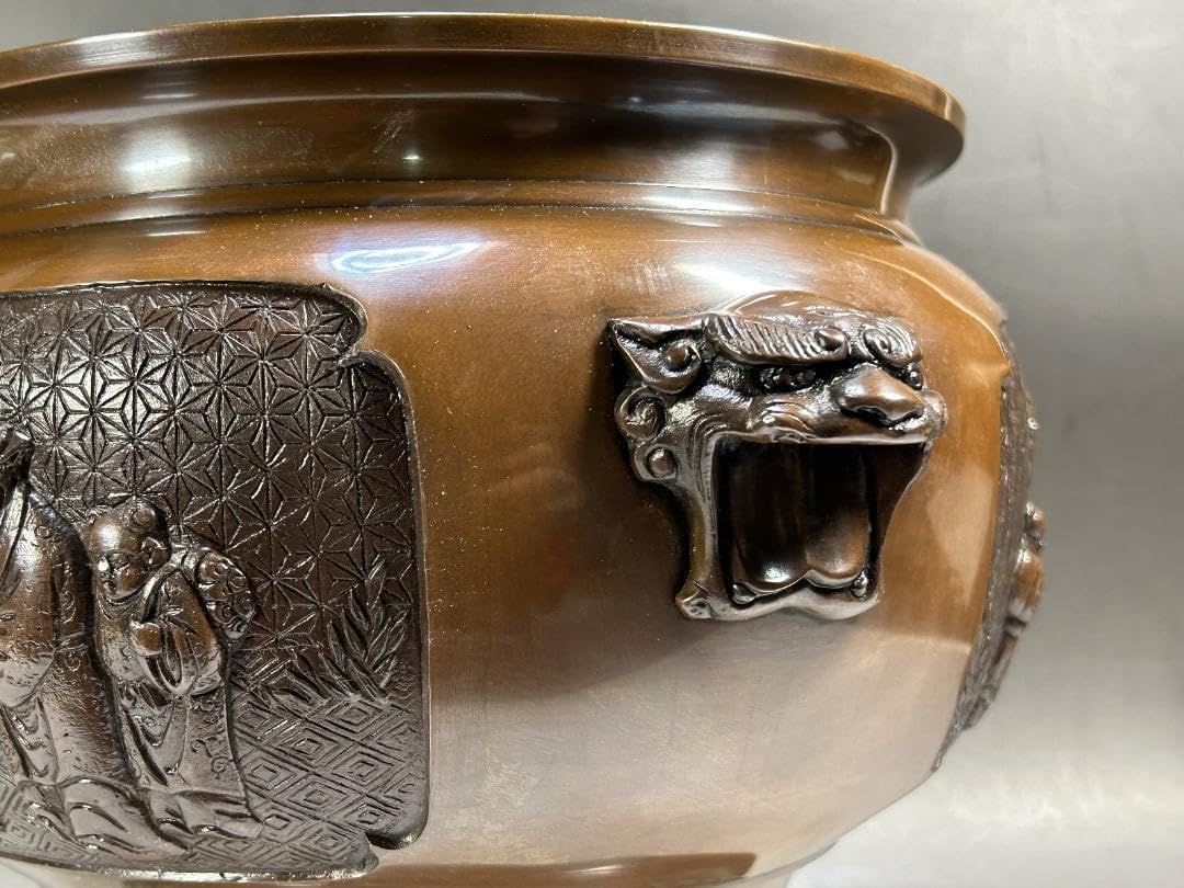 Amazon.co.jp: B 唐銅 火鉢 昌龍 銘入り 茶道具 獣耳 銅製 古美術 時代
