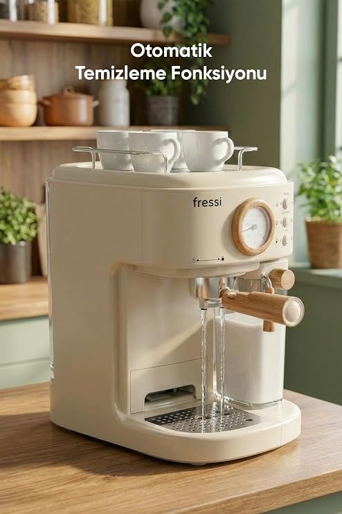 Mavera Ahşap Detaylı Espresso Kahve Makinesi, 20 Bar, EM-411