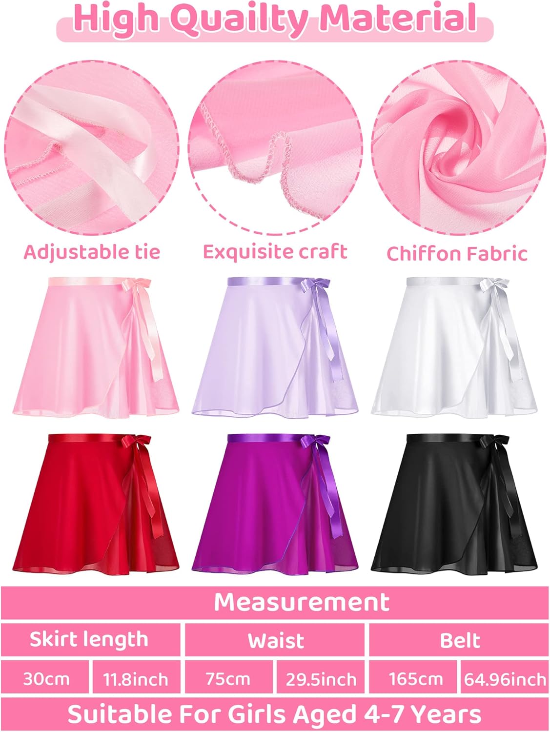 Vicenpal 6 Pieces of Ballet Chiffon Wrap Skirts Chiffon Ballerina Skirt Sheer Dance Skirts for Toddler Girls Multicoloured : Clothing, Shoes & Jewelry