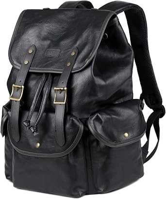 Baosha Vegan Leather 15.6 inch Laptop Backpack Hiking Camping Backpack Satchel Bookbag Travel Business Casual Backpack CN-01