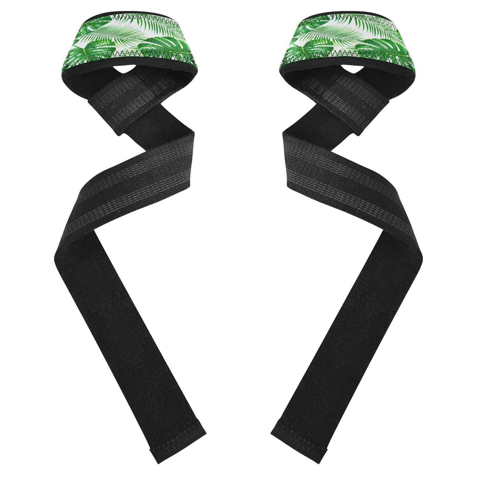 STAYTOP Tropical Green Palm Leaves Wrist Straps for Weightlifting,Lifting Straps with Neoprene Cushioned Wrist Padded and Anti-Skid Silicone for Strength Training,Bodybuilding,Deadlifting