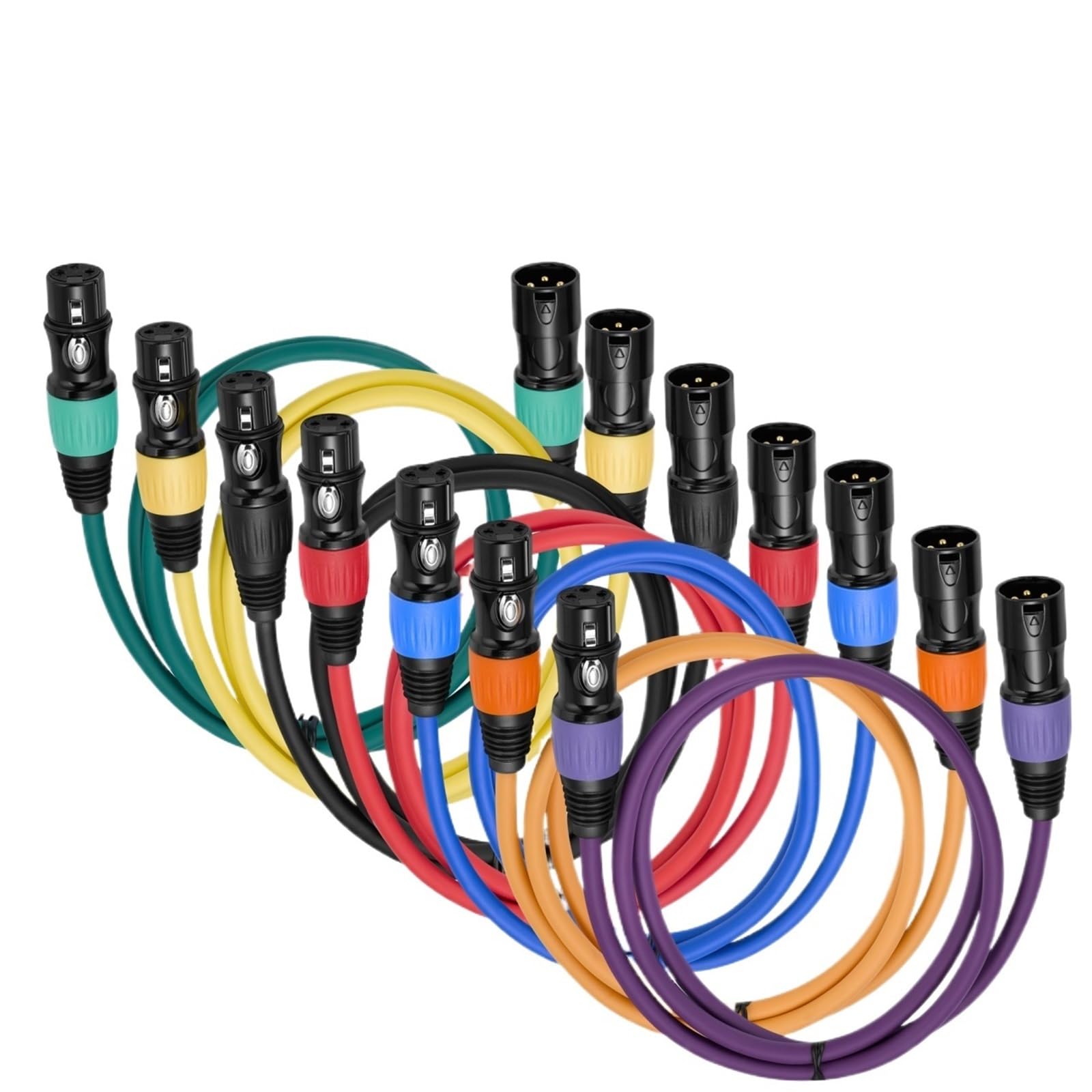 3PIN XLR przedłużacz męski do żeńskiego, zrównoważony, ekranowany kabel do mikrofonu, głośnika, miksera, DMX, światła sceniczne, 7 sztuk (1,8 m)