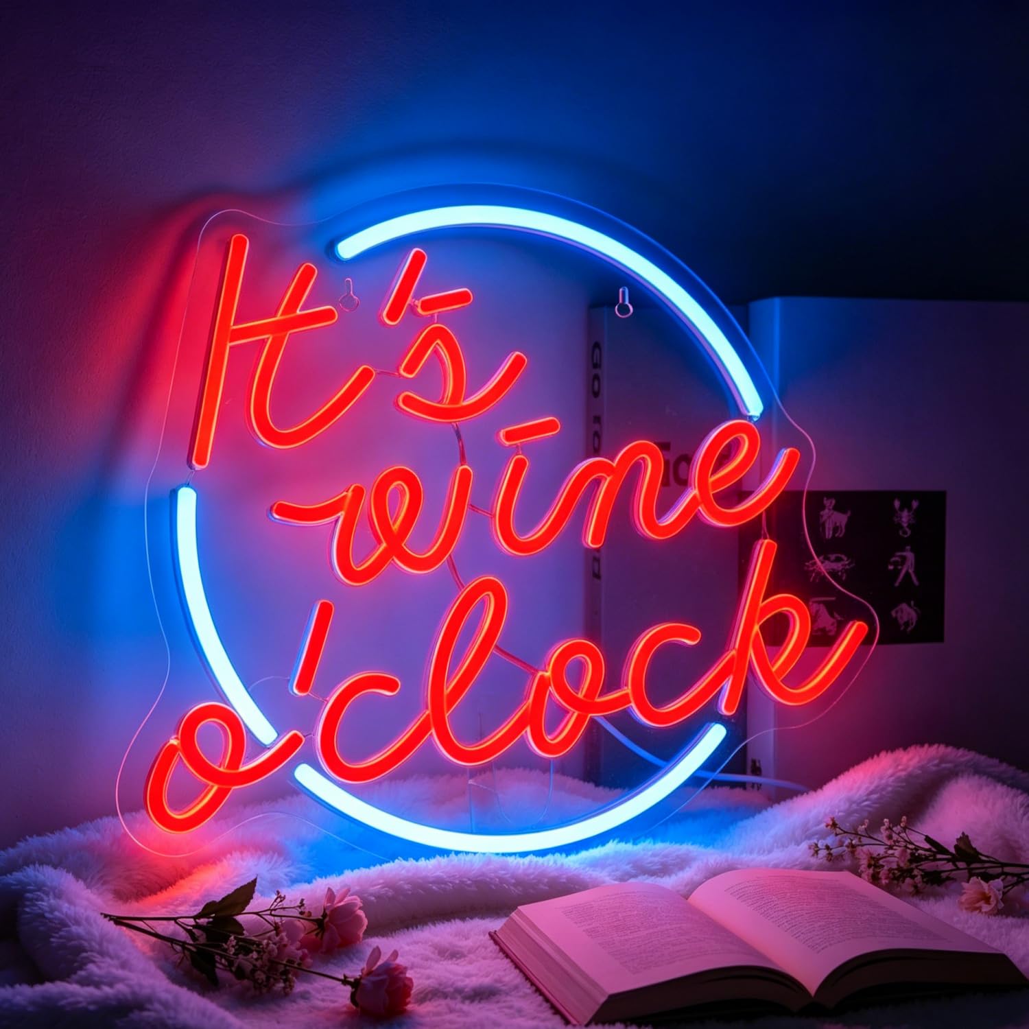 It’s Wine O’clock Neon Sign, Wine Time Neon Signs Bar LED Sign Light Up for Wall Decor, USB Powered Neon Light Signs for Bar Pub Club Room Home Wedding Birthday Party Decor Gift for Wine Lovers