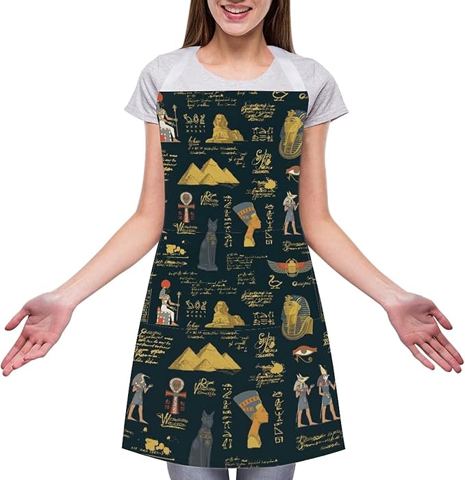 Ancient Egypt Theme Kitchen Apron with Adjustable Neck