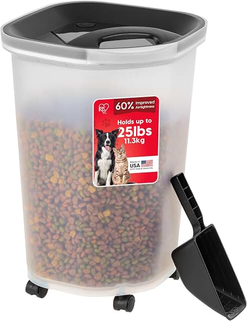 IRIS USA 25 lb Airtight Container with Scoop & Wheels