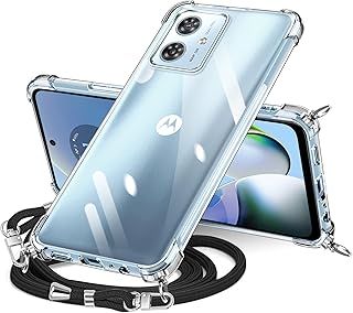 Motorola G64 5G ケース クリア ショルダー Moto g64y 5g スマホケース モトローラG64 カバー 肩掛け 斜めかけ 縄掛けケース 透明 TPU 耐衝撃 薄型 軽量 ケース 紐付き 斜めがけ 織りストラップ付き ネックストラップ ショルダー ケース 長さ調整可能 取り外し可能 落下防止 紛失防止 (クリア)