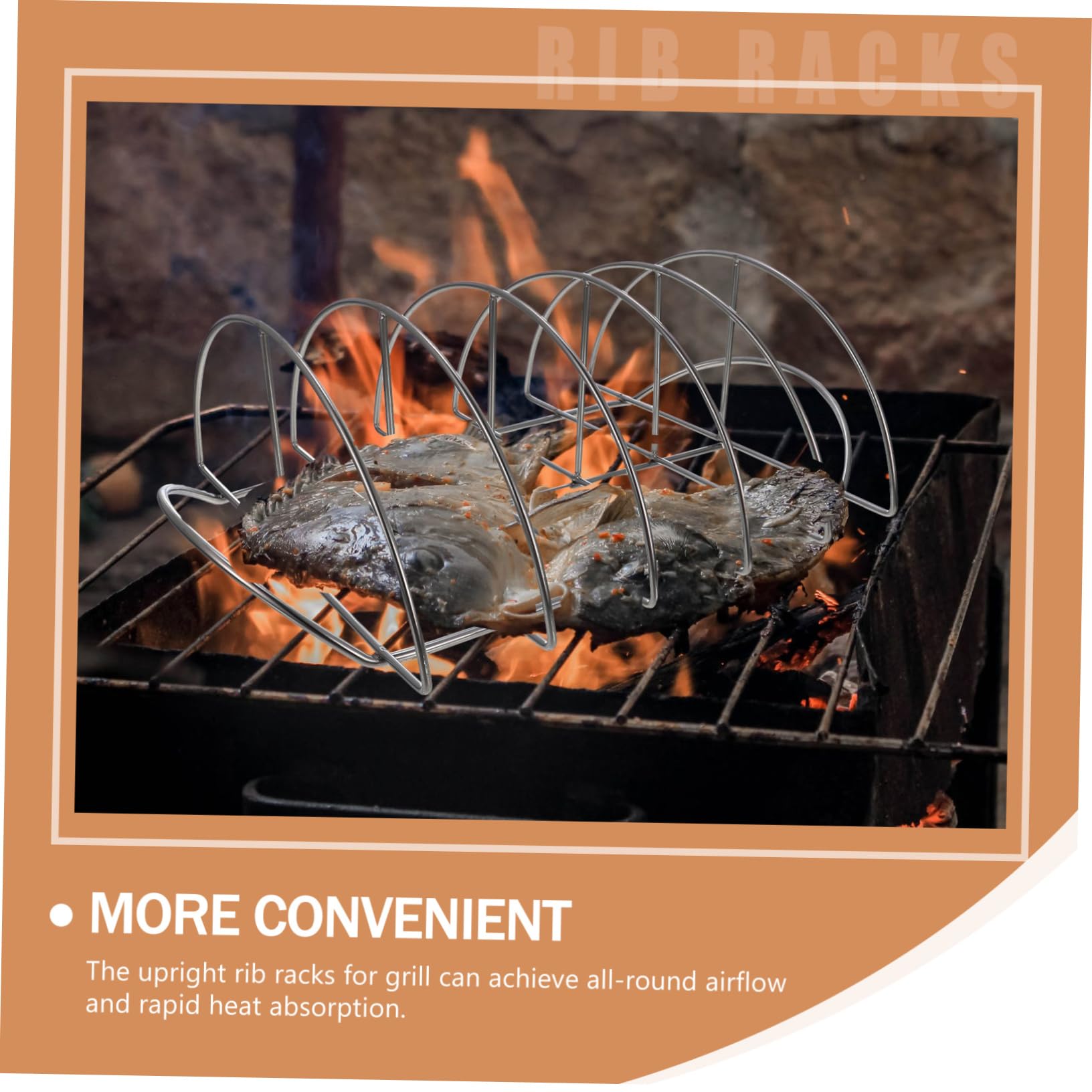 Sosoport Edelstahl Rippenhalter mit Allround Luftzirkulation Tragbarer Rippchenständer für Picknick und Hausbarbecue Praktisches Grillzubehör in Silber