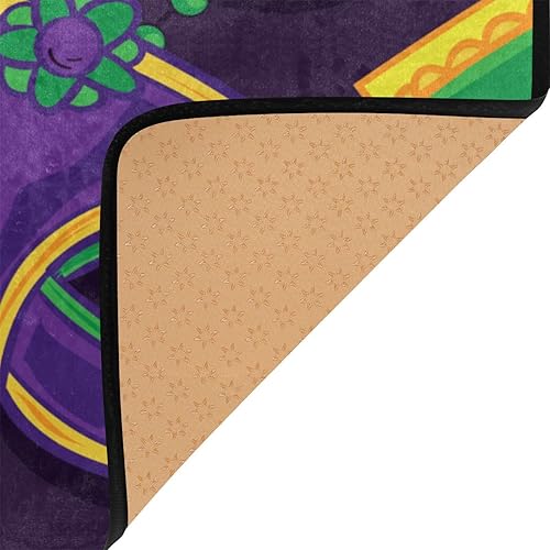 Miniatura 5 de ALAZA Alfombra de carnaval de Mardi Gras para sala de estar, dormitorio, antideslizante para decoración del hogar, 5.3 x 4 pies