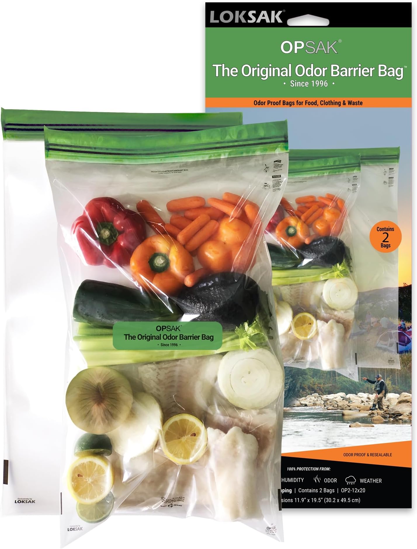 LOKSAK - OPSAK Odor Proof Dry Bags for Backpacking, Hiking and Storage- Resealable and Reusable Storage Bags (2 Pack - 12 Inch x 20 Inch)