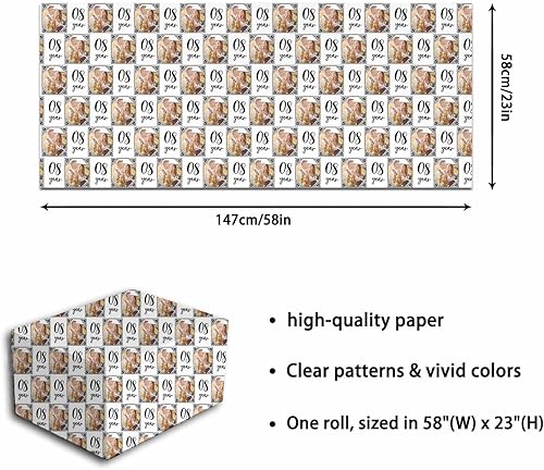 Miniatura 5 de Papel de regalo personalizado con texto con imagen para aniversario, día de San Valentín, papel de regalo con foto personalizada con corazón para