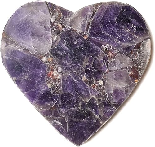 Posavasos de amatista (1 pieza) en forma de corazón, 4 x 4 pulgadas, placa de carga de energía, piedra natural, meditación, reiki, equilibrio de