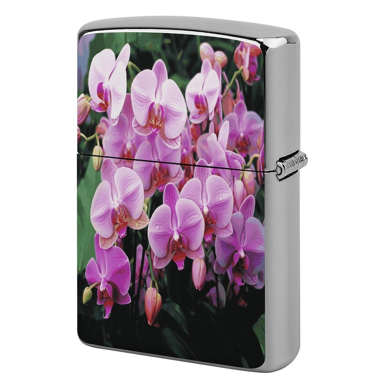 Fekiloot Style Orchids Lighter Case Cover Metal Lighter Case