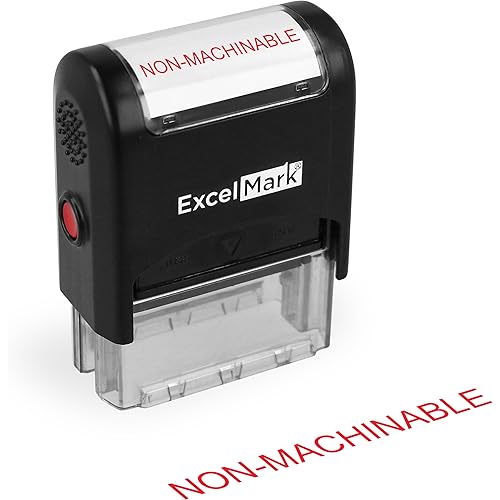 ExcelMark Non-MACHINABLE Self Inking Rubber Stamp - Red Ink (A1539)