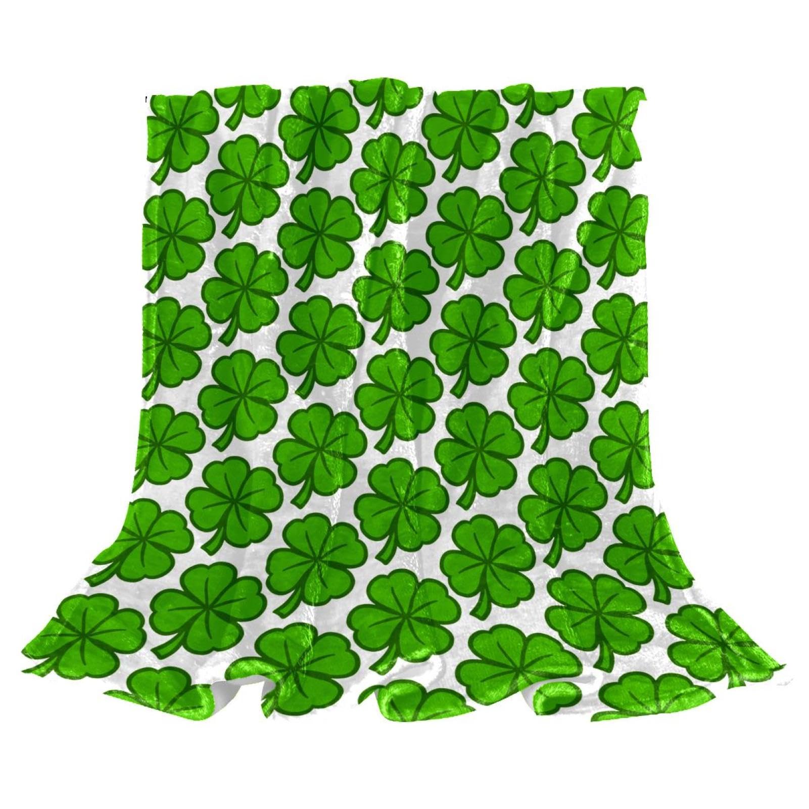 Plaid polaire feuilles de trèfle couverture douce et finitions haut de gamme