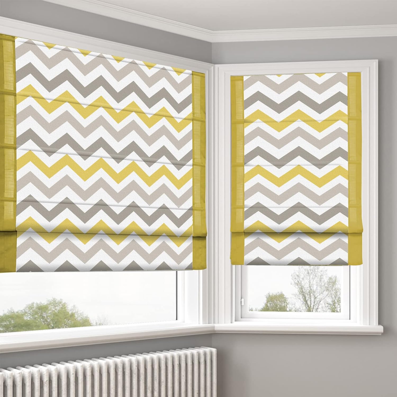 LANTIME Cordless Roman Shades Window Blinds, Lined Blackout