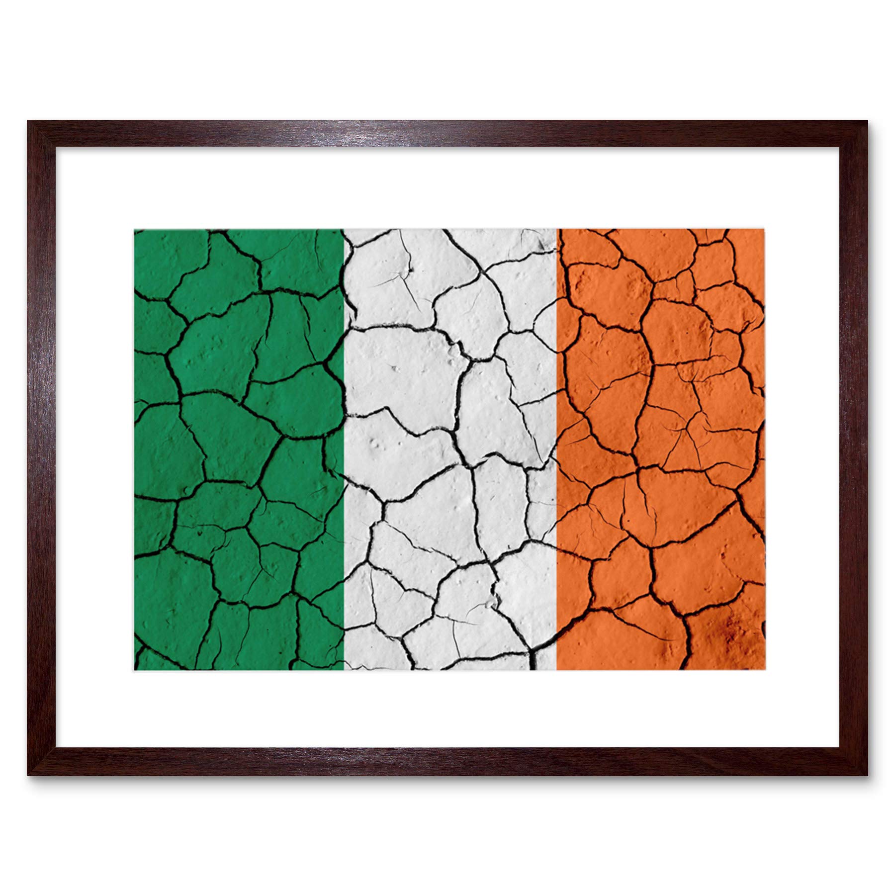 Wee Blue Coo Abstract Flag Cracked Concrete Ireland Irish Tricolour Framed Wall Art Print