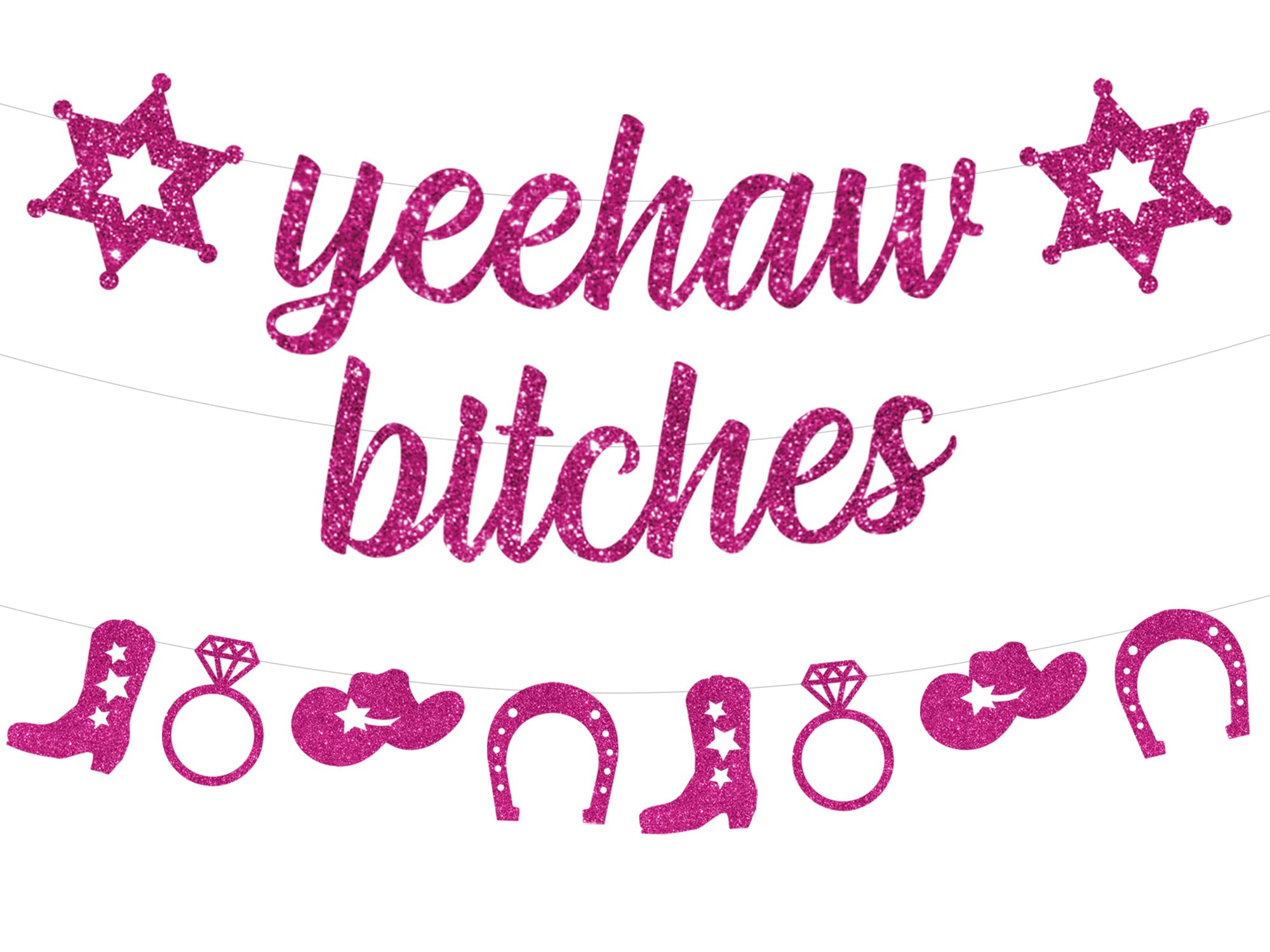 Yeehaw Decorazioni per addio al nubilato - Yee Haw divertente banner rosa caldo e western cowgirl Garland per Nashville fidanzamento, addio al nubilato forniture per feste