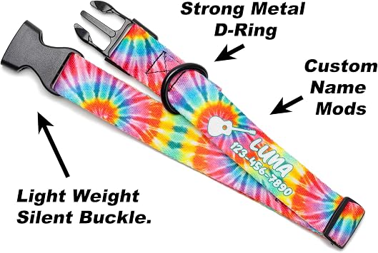 Tie Dye Dog Collar Personalized (Large 1)