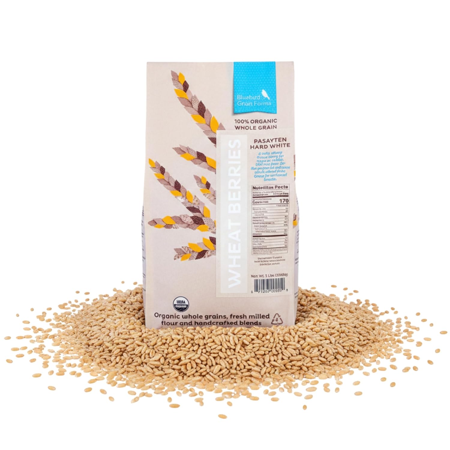 Bluebird Grain Farms Organic Hard White Wheat Berries, 5 Lb.